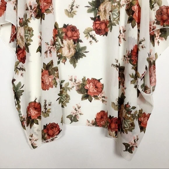 Color Swatch Floral Kimono Cardigan Top Size L - Picture 10 of 12